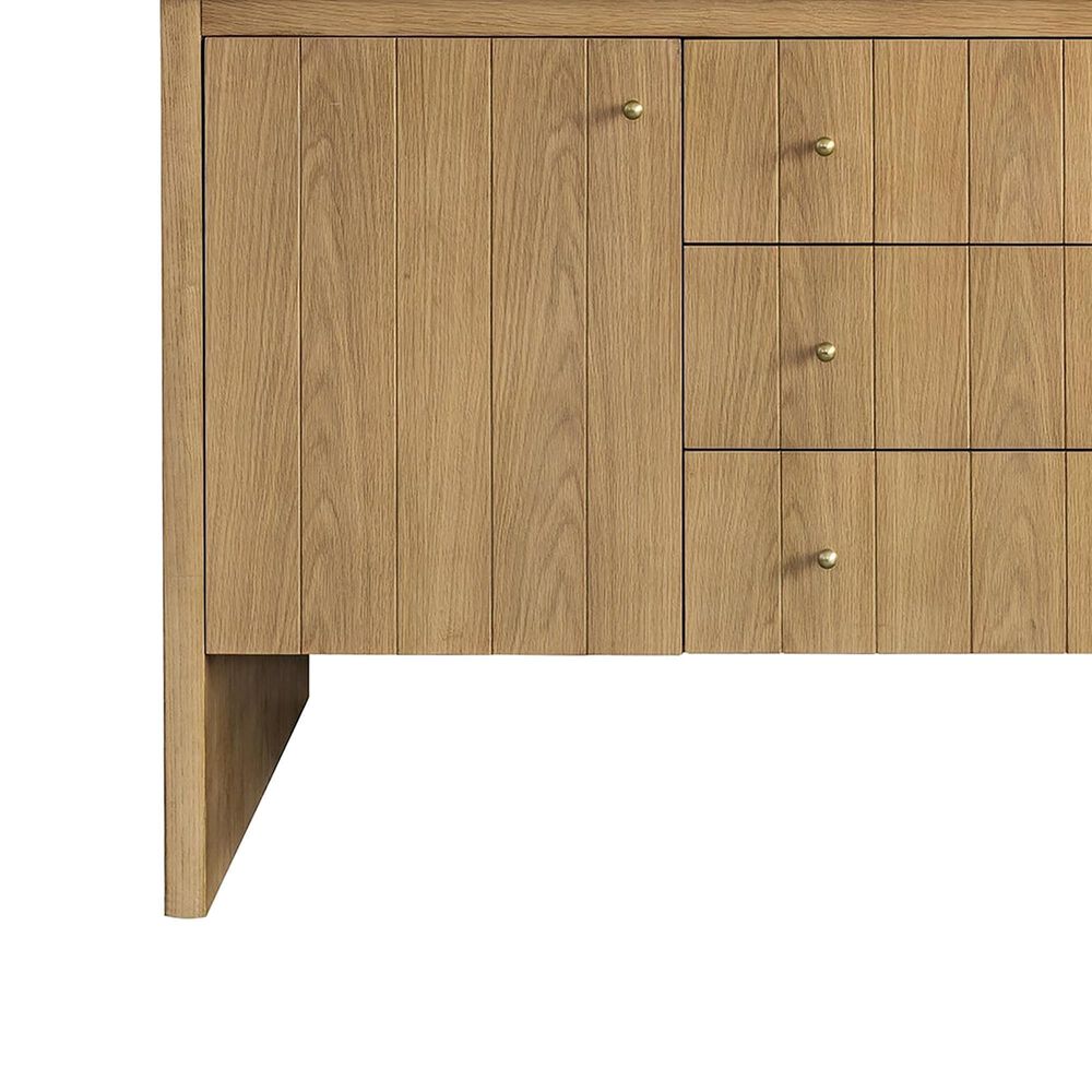 James Martin Vanities Hudson 60&quot; Single Bathroom Vanity in Light Natural Oak with 3 cm White Zeus Quartz Top and Rectangular Sink, , large