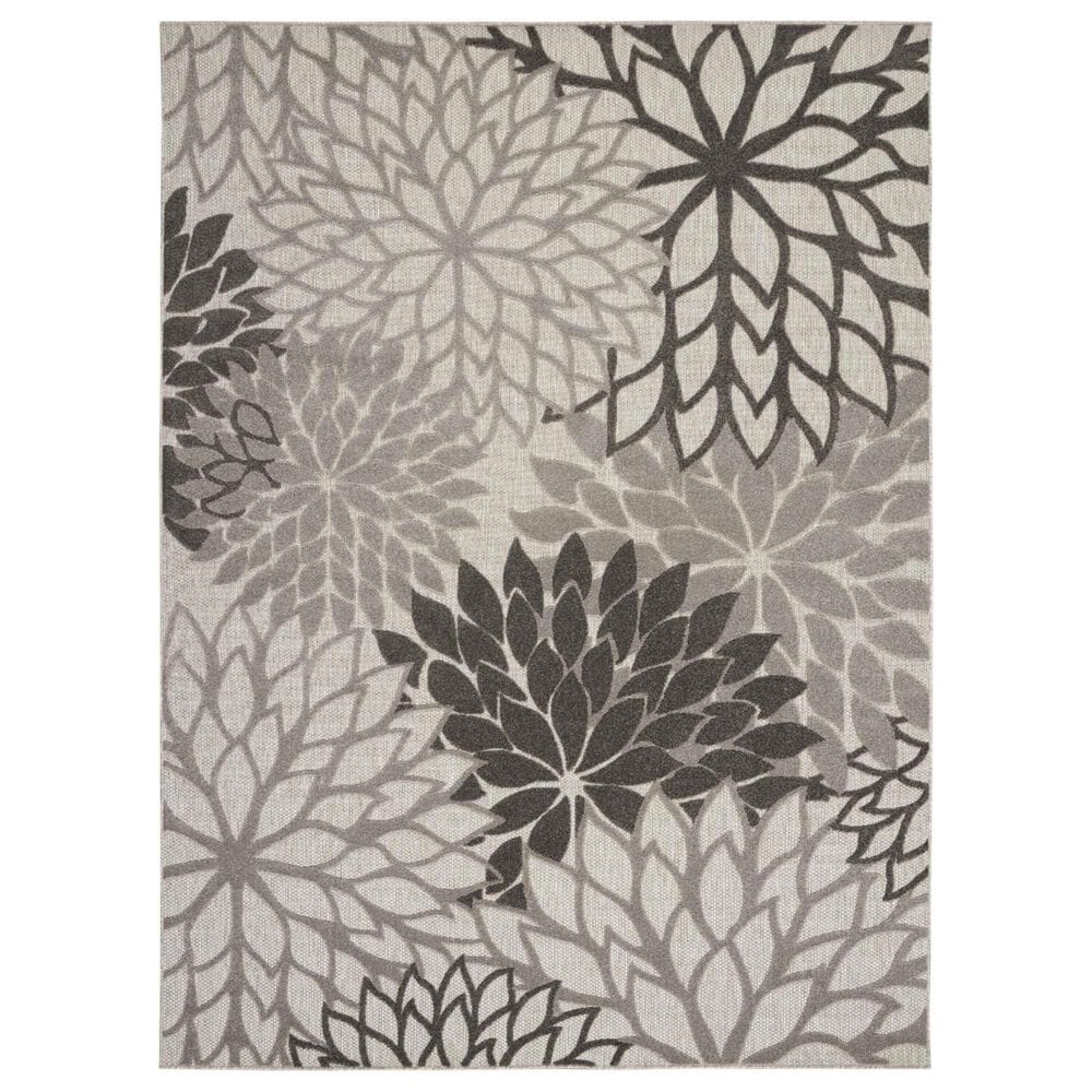 Nourison Aloha 7"10" x 10"6" Silver and Grey Indoor/Outdoor Area Rug, , large