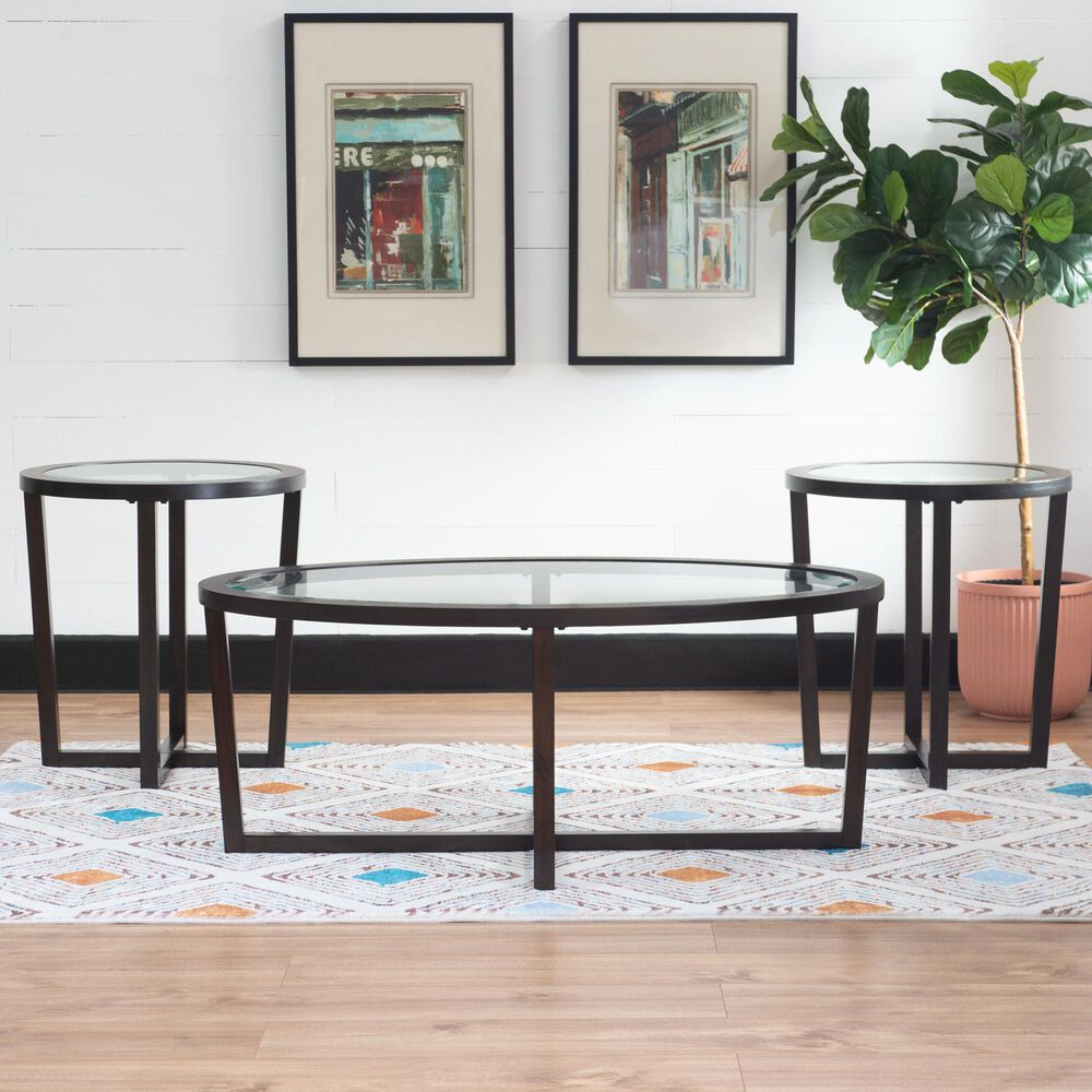 Linon Home Decor Bowen 3-Piece Table Set in Umber Brown, , large