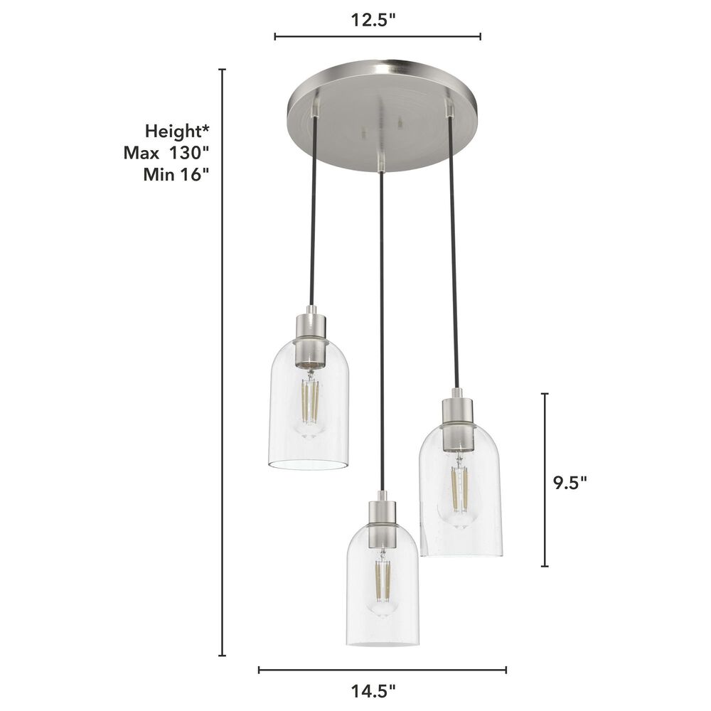 Hunter Lochmeade 3-Light Linear Pendant Cluster in Brushed Nickel, , large