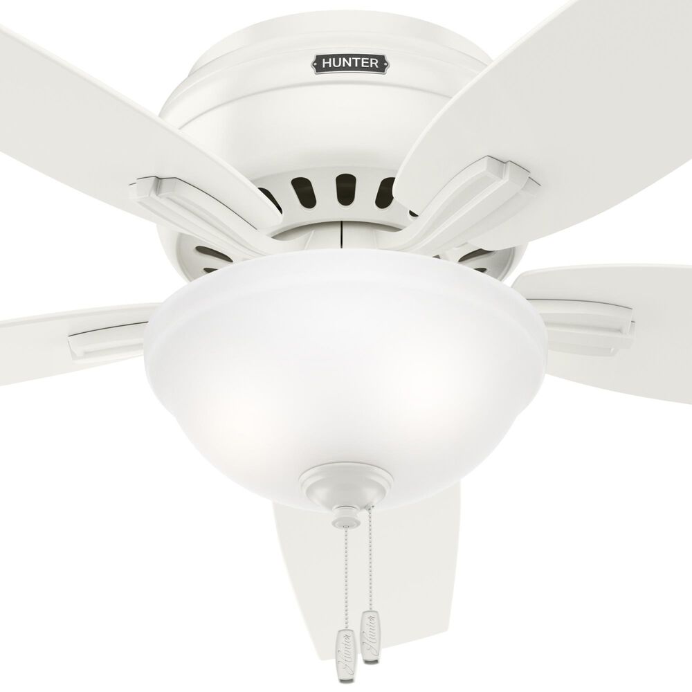 Hunter Newsome Low Profile 52&quot; Ceiling Fan with Lights in Fresh White, , large