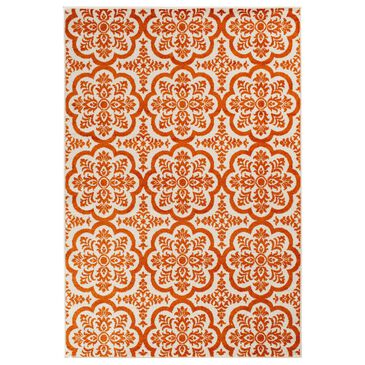 Central Oriental Terrace Tropic Contoy 7"10" x 9"10" Snow and Tangerine Area Rug, , large