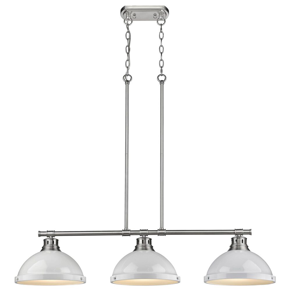 Golden Lighting Duncan 3-Light Pendant with White Shade in Pewter, , large