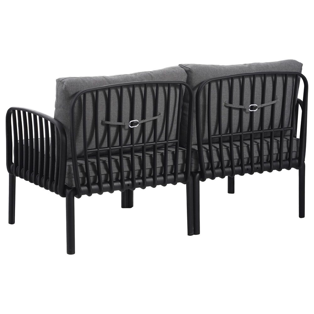 Hearth and Haven 2-Piece Patio Conversation Set with Dark Gray Cushion in Black, , large