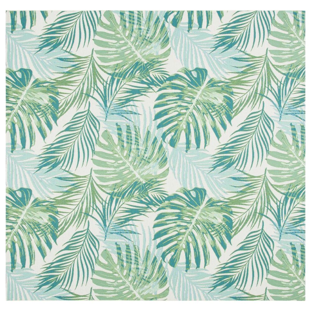 Safavieh Barbados Tropical Botanical BAR592 5"3" Square Green and Teal Indoor/Outdoor Area Rug, , large