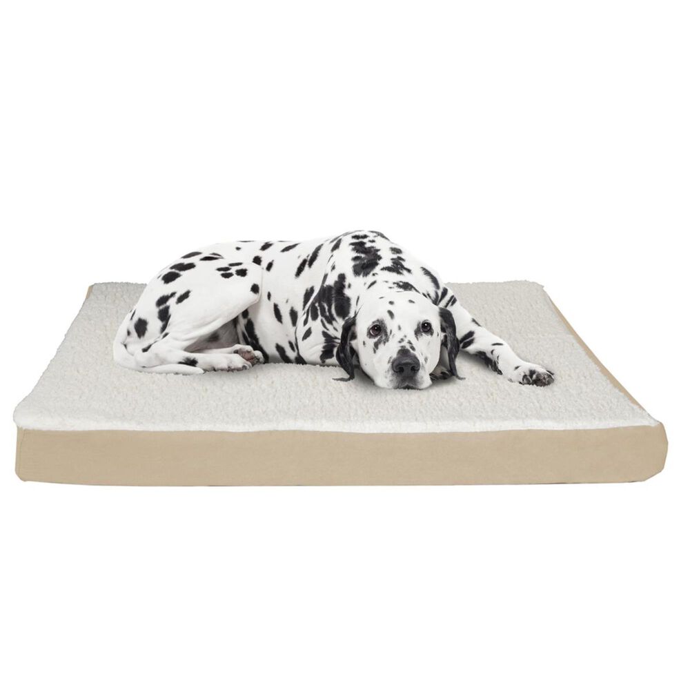 Timberlake Petmaker Large Orthopedic Sherpa Top Pet Bed in Tan, , large