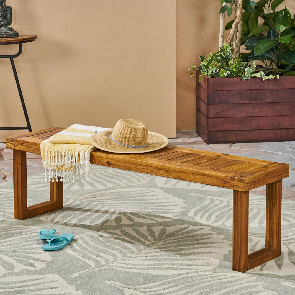 Hearth and Haven Nestor Patio Bench in Natural, , large