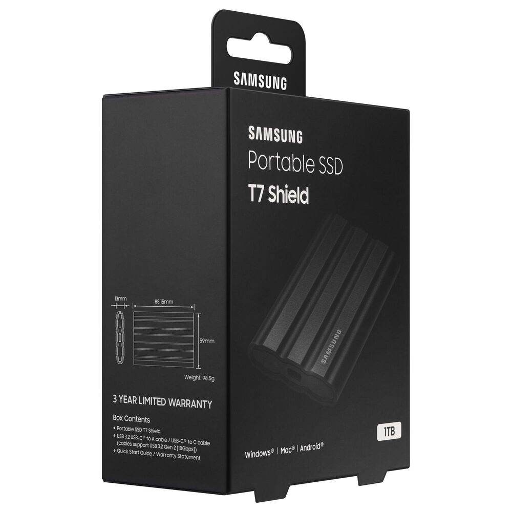 Samsung 2TB T7 Shield Portable External SSD in Black, , large