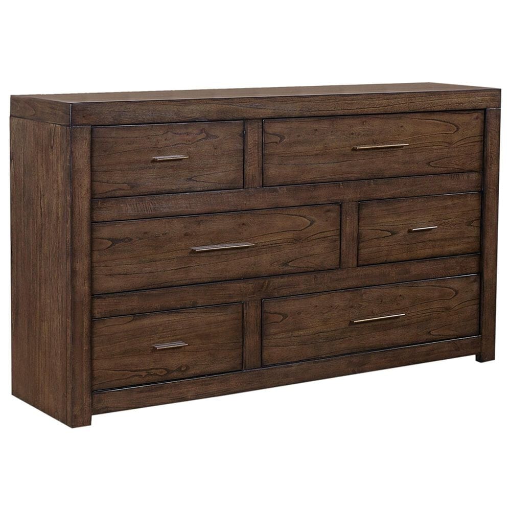 Riva Ridge Modern Loft California King Platform Bed with Dresser and Nightstand in Brownstone, , large