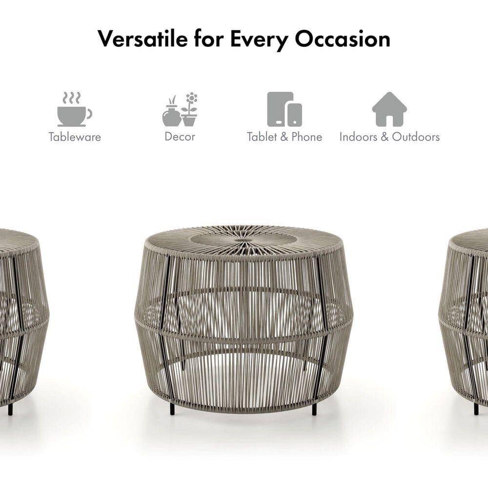 Furniture of America Meja Round Patio Coffee Table in Gray, , large