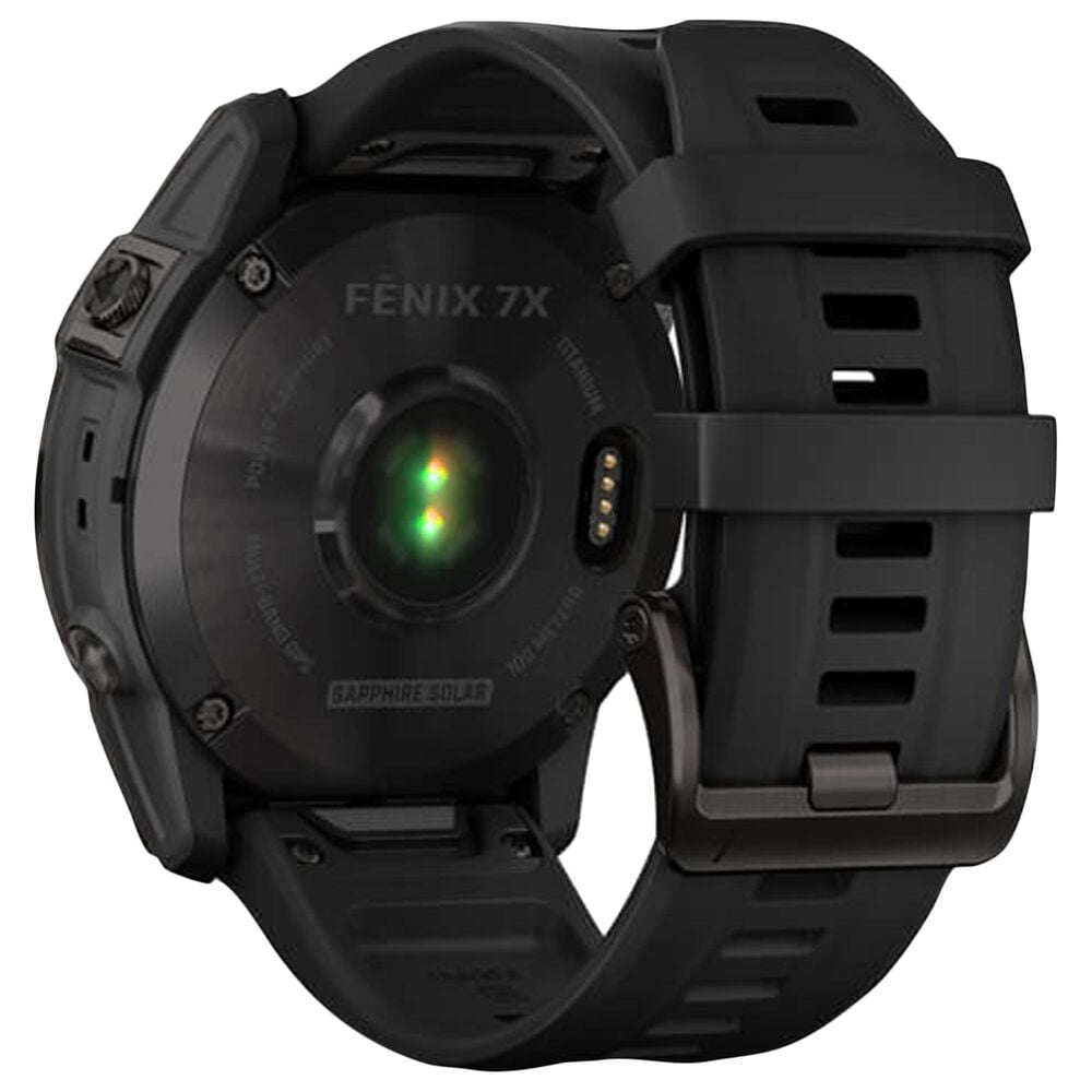 Garmin Fenix 7X Sapphire Solar Edition Smartwatch Screen in Carbon Gray DLC Titanium with Black Band, , large