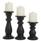 Maple and Jade 6", 8", 10" Turned Style Pillar Decorative Candle Holder in Black (Set of 3), , large