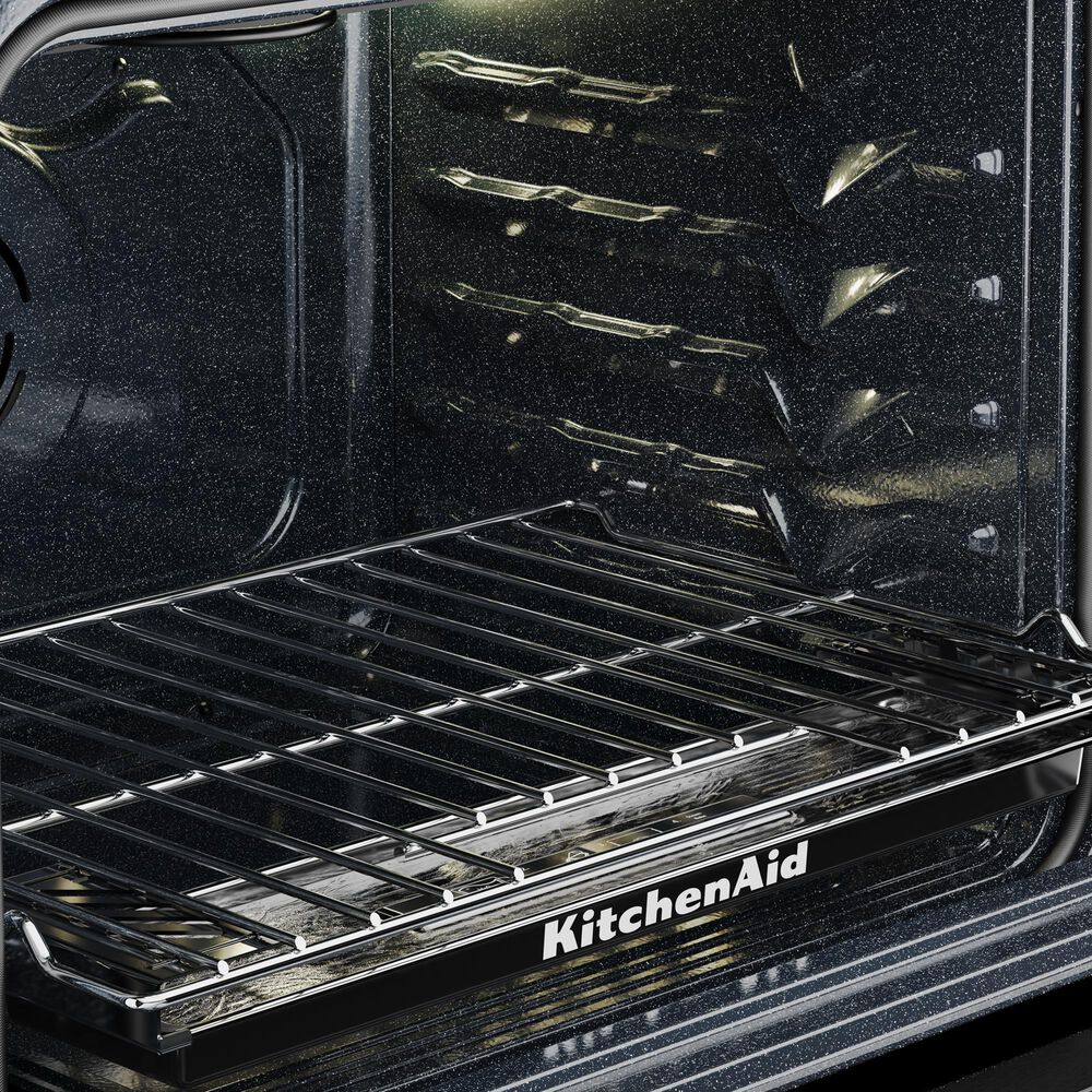 KitchenAid 2-Piece Kitchen Package with 30" Slide-In Smart Gas Range and 30" Over-the-Range Microwave Oven in Black Ore, , large