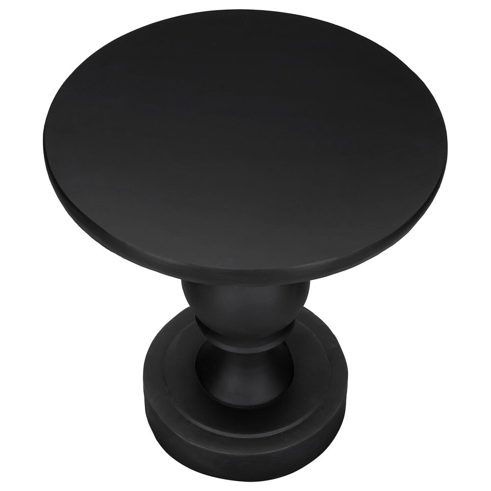 Hearth and Haven Outdoor Round Side Table with Sculpted Pedestal Base in Black, , large
