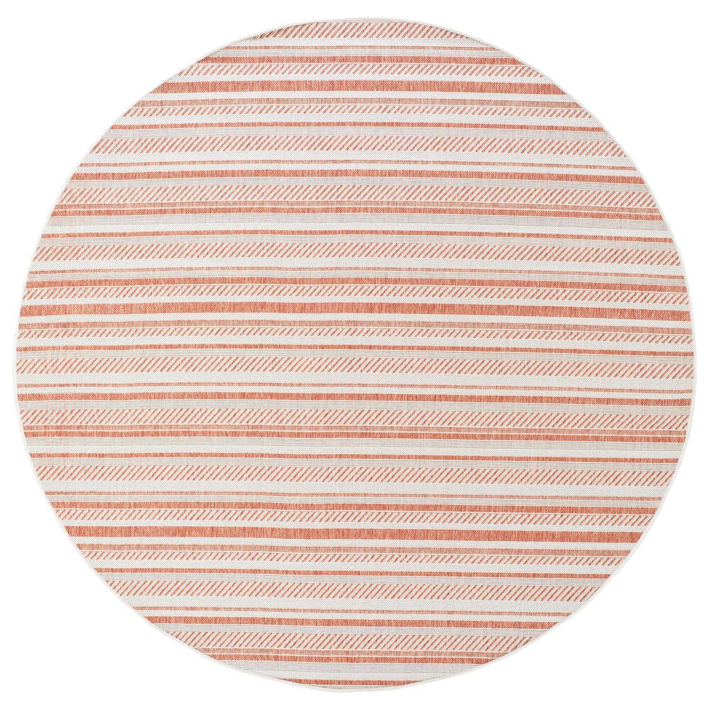 Surya Eagean EAG-2423 Rust, Ivory, Dusty Pink and Dusty Coral 7"10" Round Indoor/Outdoor Area Rug, , large