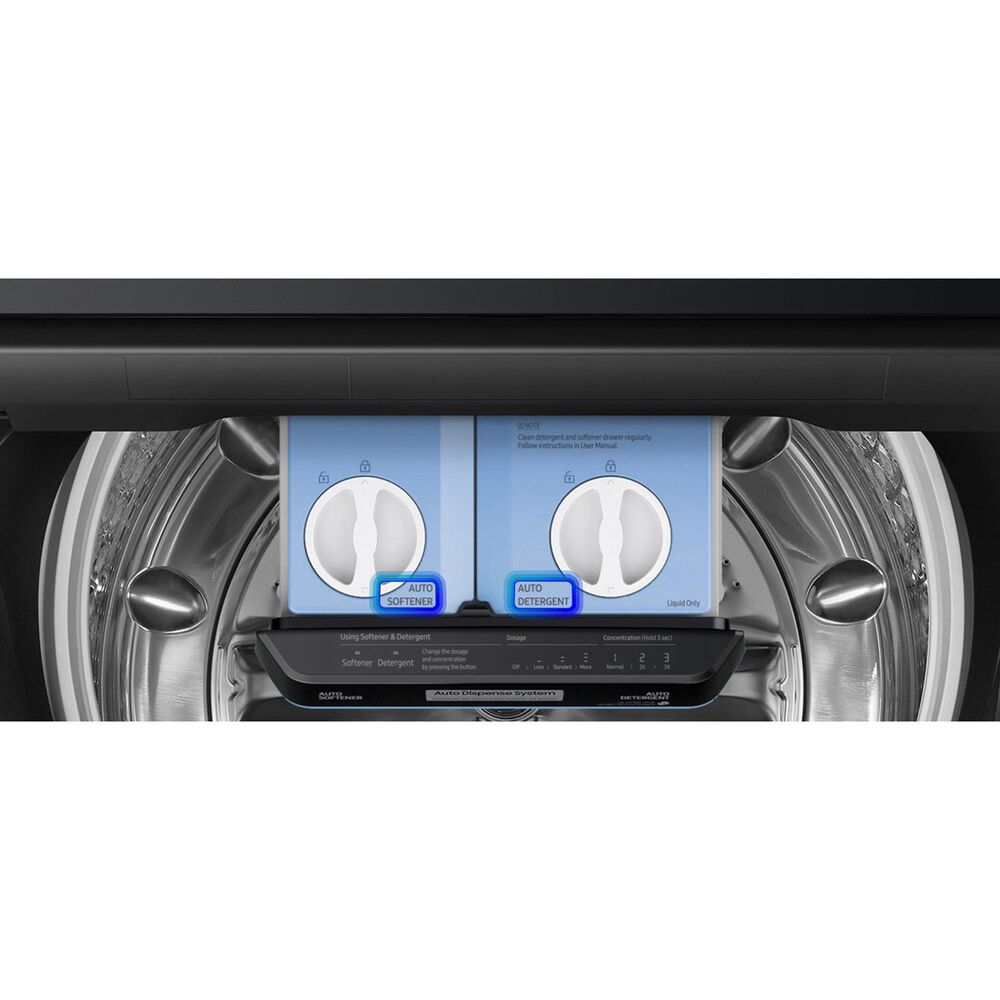 Samsung 5.5 Cu. Ft. Smart Top Load Impeller Washer and 7.4 Cu. Ft. Electric Dryer in Brushed Black, , large