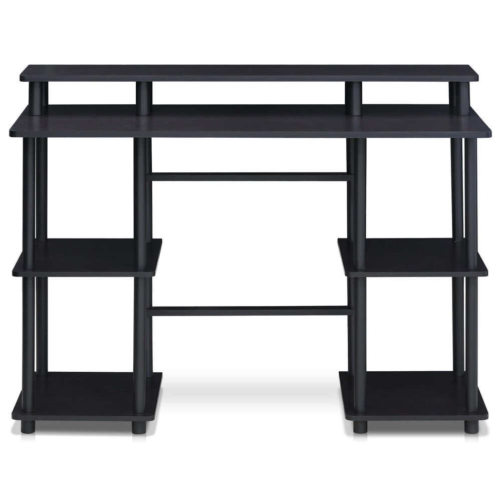HOMLUX 45" Computer Desk with Dual Open Side Shelves in Espresso and Black, , large