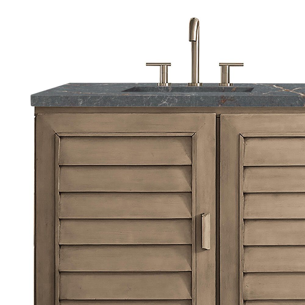 James Martin Vanities Portland 60&quot; Double Bathroom Vanity in Whitewashed Walnut with 3 cm Parisien Bleu Quartz Top and Rectangular Sinks, , large