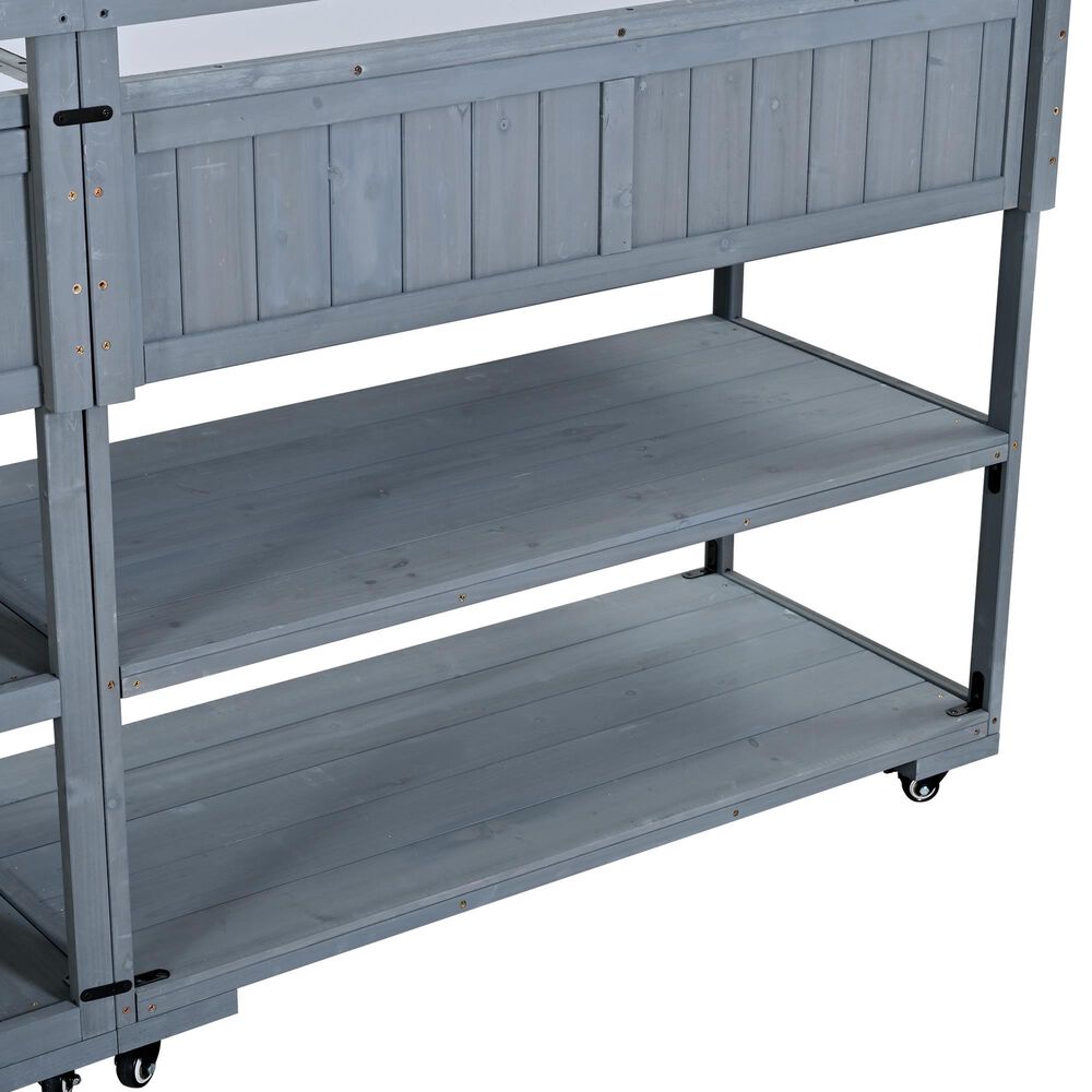 HOMLUX 62.3'' Outdoor Kitchen Island in Gray, , large