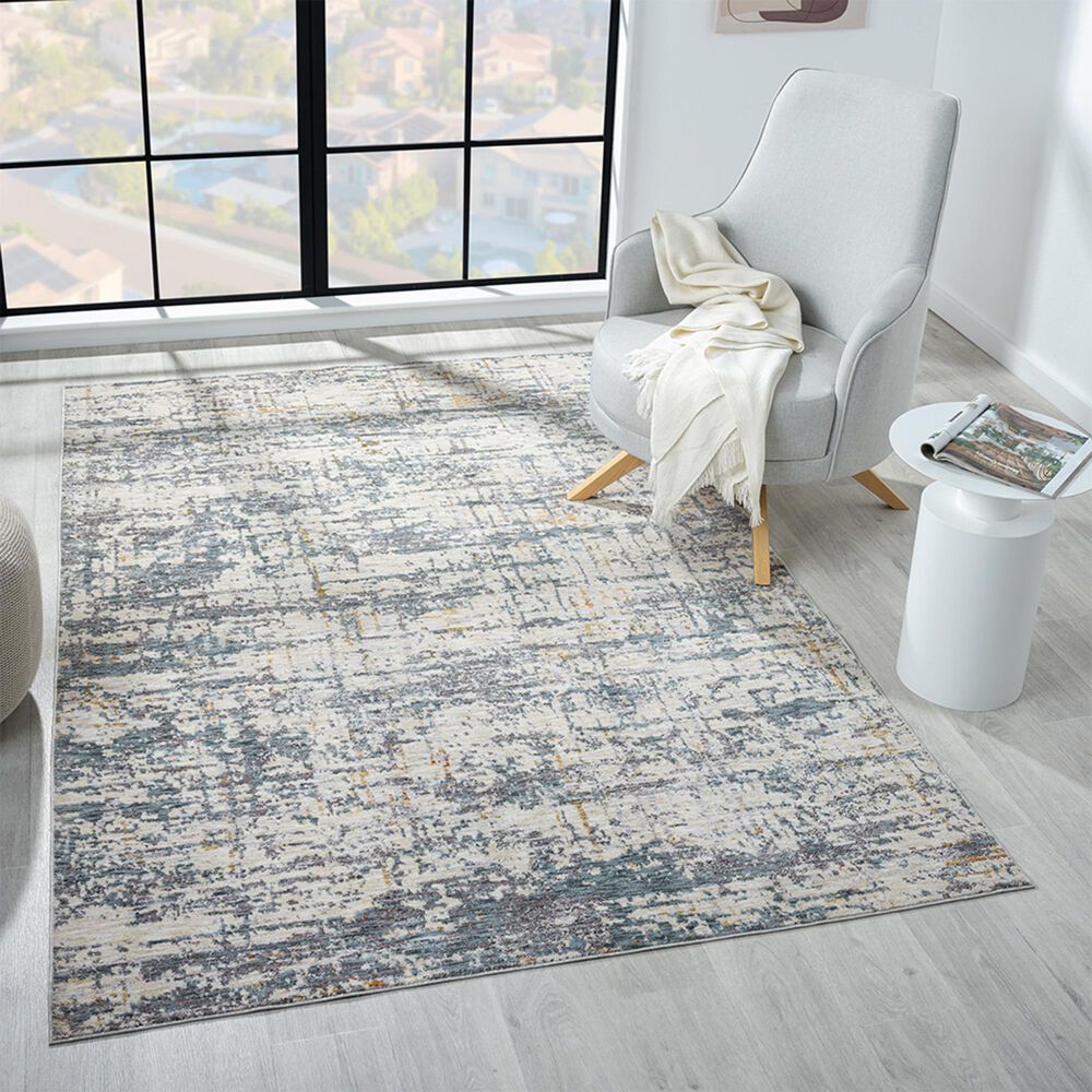 L&amp;R Resources Allure Blue and Taupe 10' x 14' Area Rug, , large