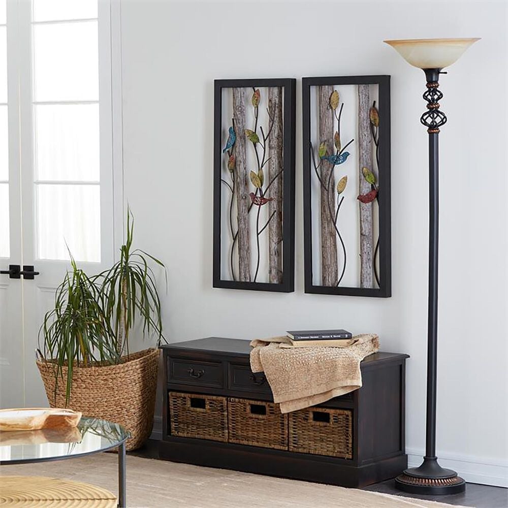 Maple and Jade Twisted Flourishes and Rings Floor Lamp in Matte Black, , large