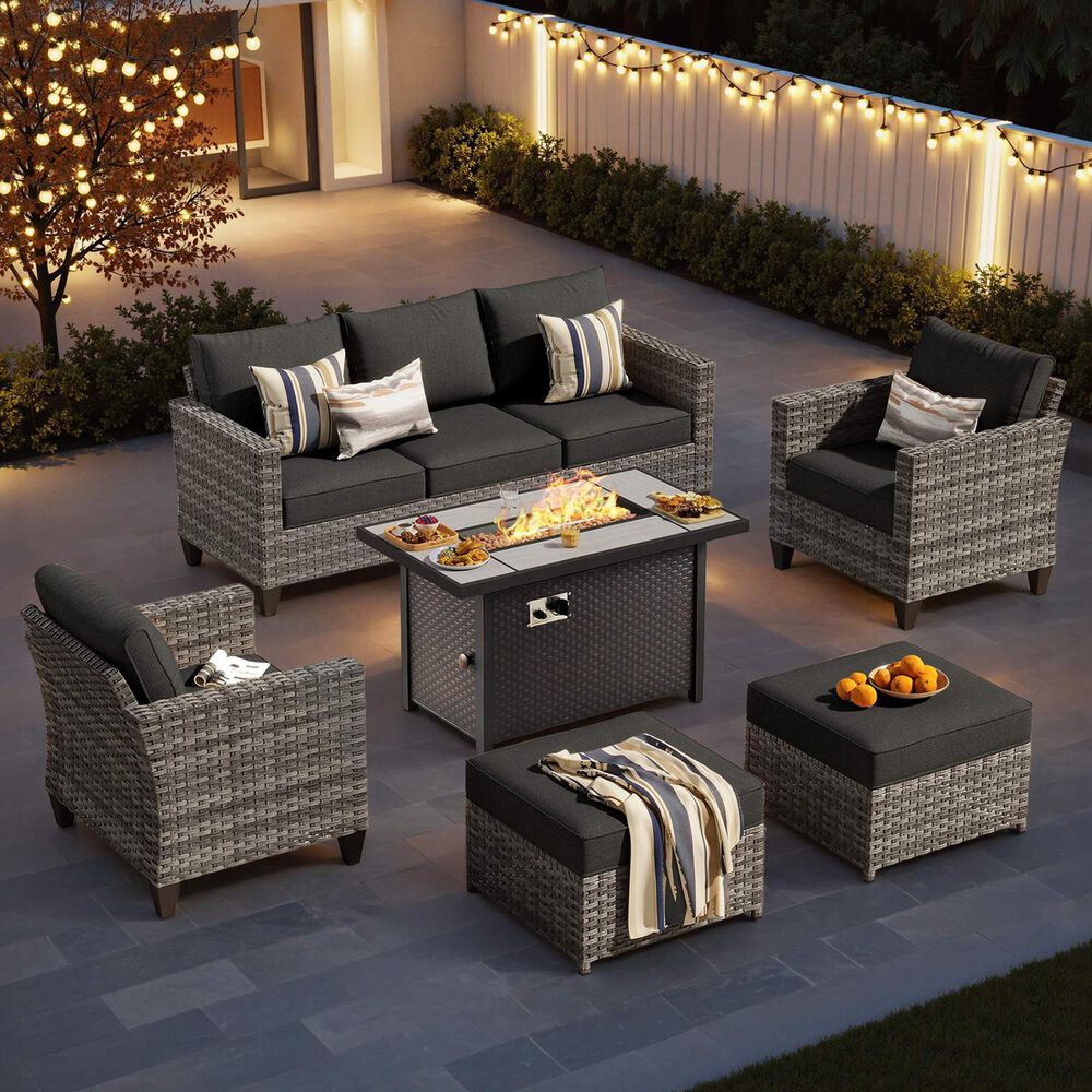 HOMLUX 6-Piece Patio Set in Black, , large