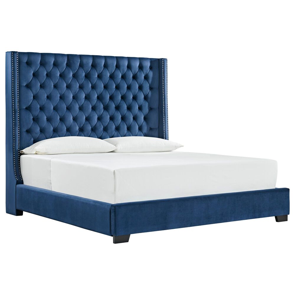 Signature Design by Ashley Coralayne King Wingback Bed in Blue, , large