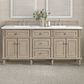 James Martin Vanities Lorelai 72" Double Vanity in Whitewashed Oak with 3 cm White Zeus Quartz Top, , large