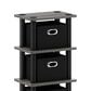 HOMLUX 5-Tier Tall Corner Open Bookshelf with 4 Storage Bins in French Oak Grey and Black, , large