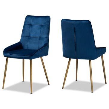 Baxton Studio Gavino Dining Chair in Navy Blue/Gold (Set of 2), , large