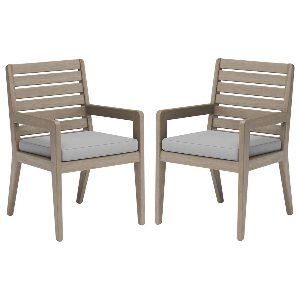 Homestyles Sustain Patio Dining Chair with Gray Cushion in Stain Brown (Set of 2), , large