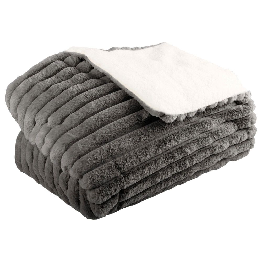 Timberlake 60" x 70" Faux Fur Throw Blanket in Gray, , large