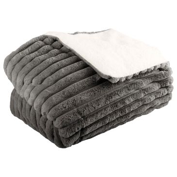 Timberlake 60" x 70" Faux Fur Throw Blanket in Gray, , large