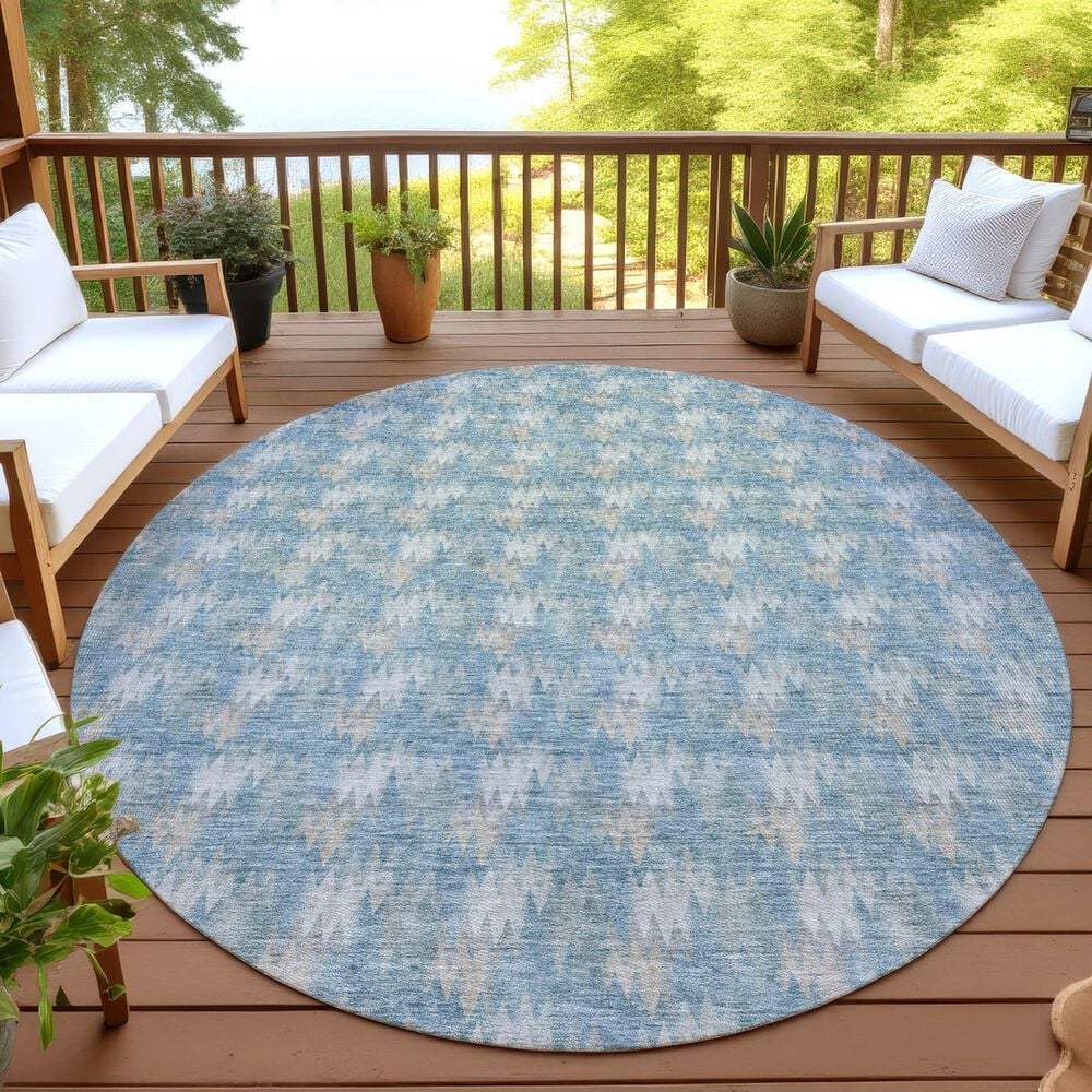 Dalyn Rug Company Soft Essentials Chevron Teal 8' Round Area Rug, , large