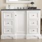 James Martin Vanities De Soto 48" Single Bathroom Vanity in Bright White with 3 cm Parisien Bleu Quartz Top and Rectangular Sink, , large
