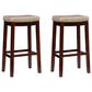 Linon Home Decor Claridge Bar Stool with Beige Cushion in Dark Brown (Set of 2), , large