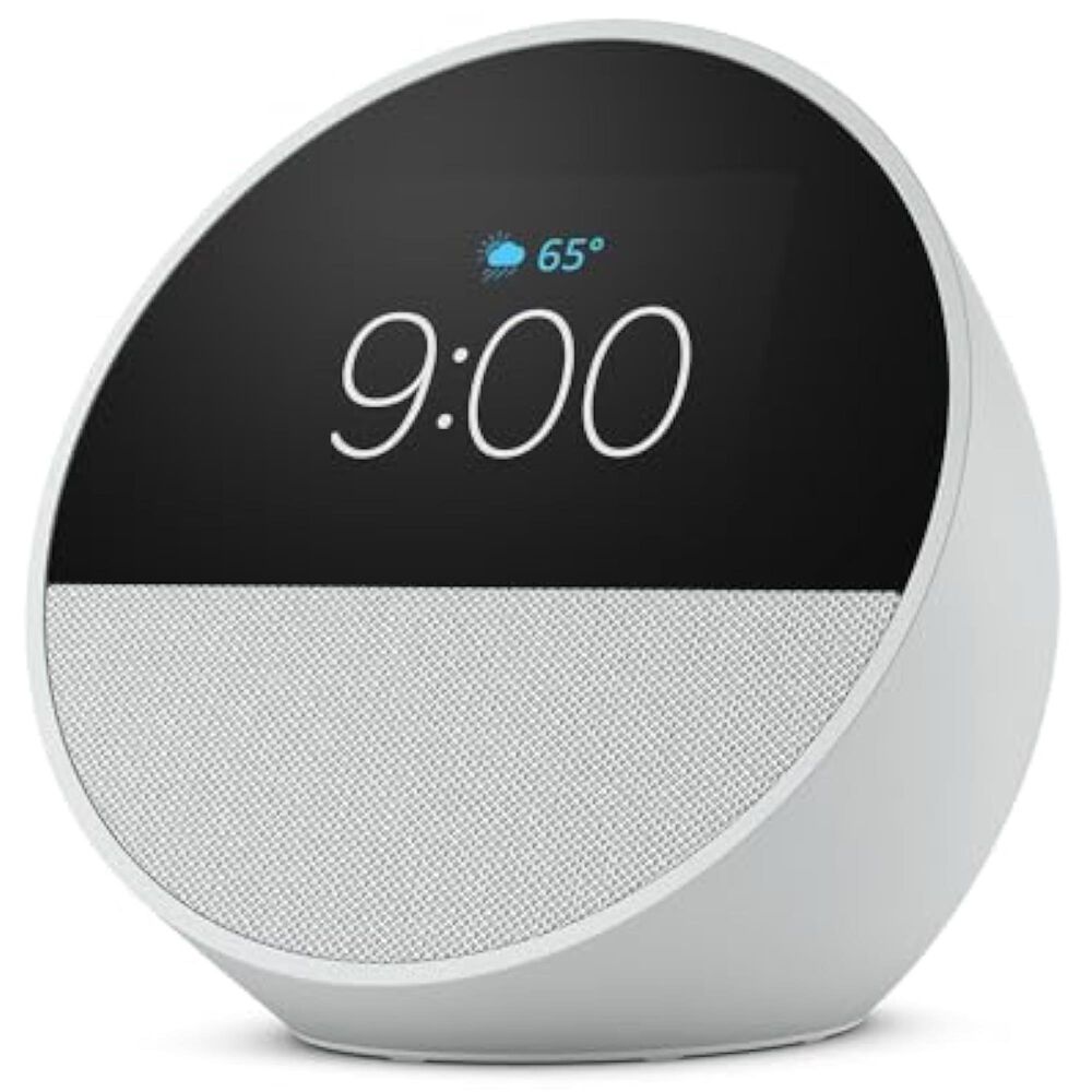 Amazon Echo Spot (2024 release), Smart alarm clock with vibrant sound + Alexa - White, , large