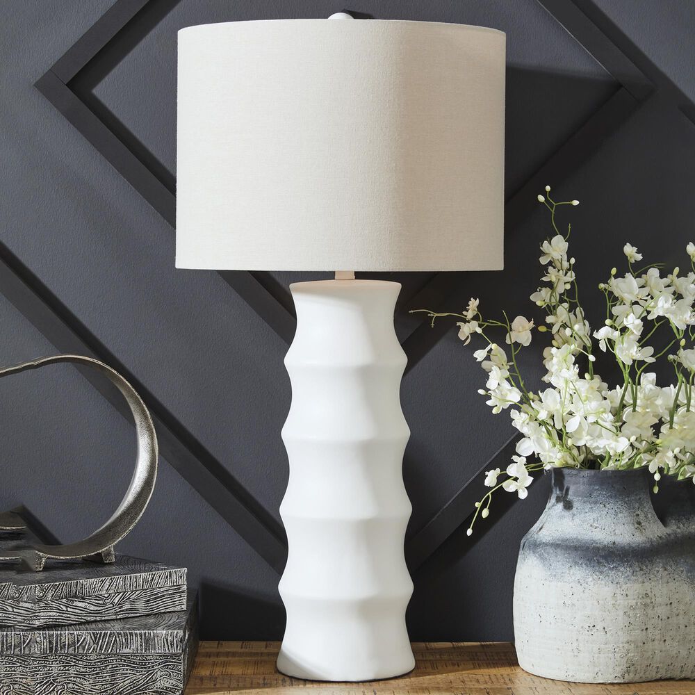 Ashley Veraleigh Poly Table Lamp in White, , large