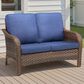 Hearth and Haven Outdoor PE Wicker Loveseat with Deep Seat Cushions in Blue, , large