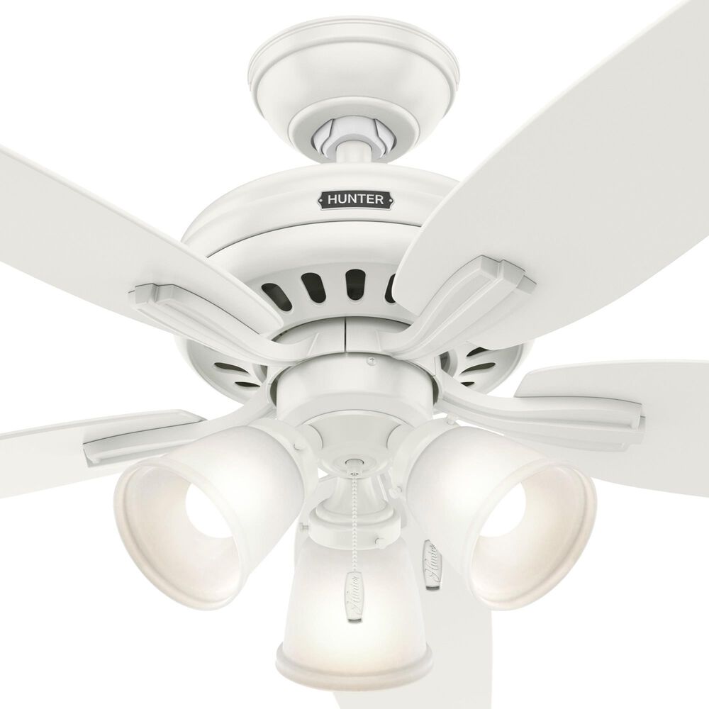 Hunter Newsome 52&quot; Ceiling Fan with 3 Lights in Fresh White, , large