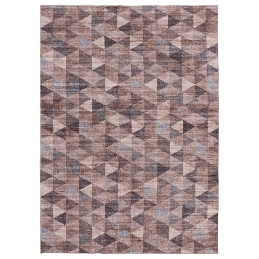 Central Oriental Rugease Velveteen Marlow Brown and Dark Grey 7"6" x 9"6" Area Rug, , large