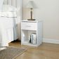 HOMLUX 1-Drawer Modern Nightstand with Bar Handle in Solid White (Set of 2), , large