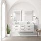 Lexora Home Castor 60" Double Bathroom Vanity in White with White Cultured Marble Top, Rectangular Sinks and 28" Mirrors, , large