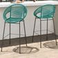 Hearth and Haven Ferrara Outdoor Faux Wicker Barstool in Teal (Set of 2), , large