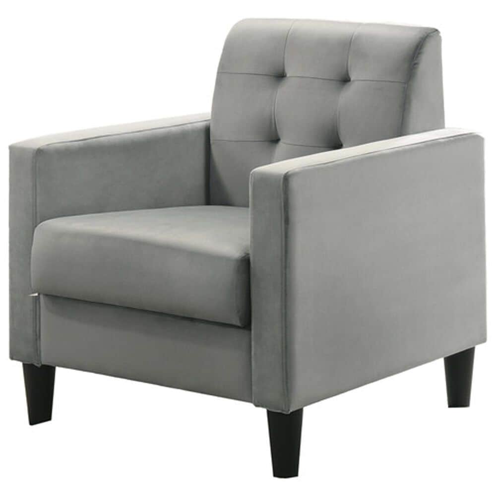 HOMLUX Tufted Back Accent Arm Chair in Light Gray, , large