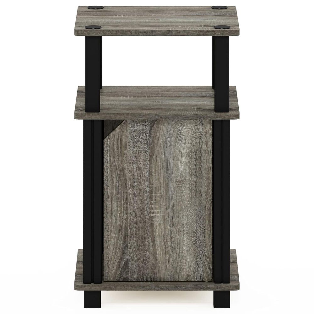 HOMLUX Brahms 3-Tier End Table in French Oak Grey and Black, , large
