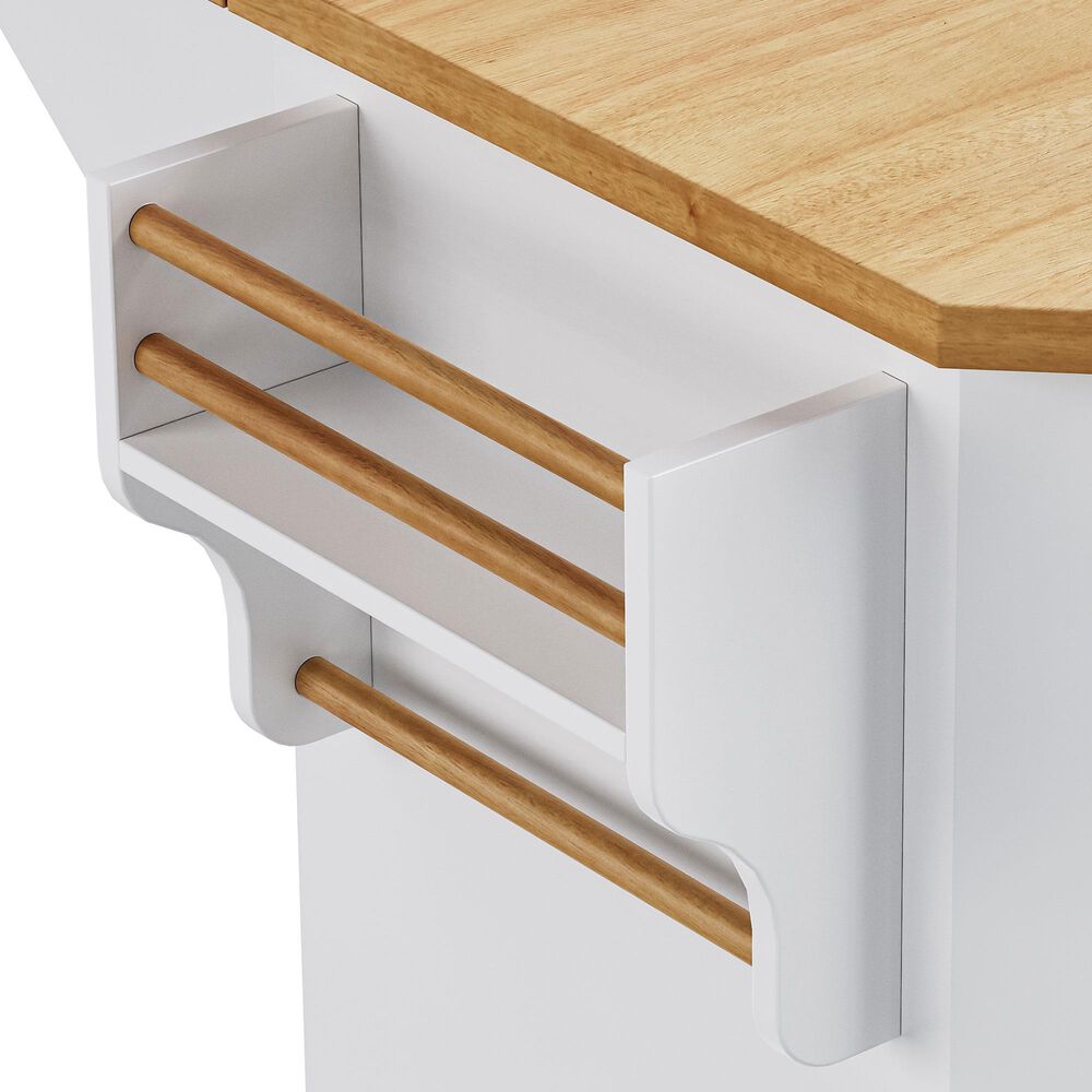 HOMLUX 56" Kitchen Island with Drop Leaf in White, , large