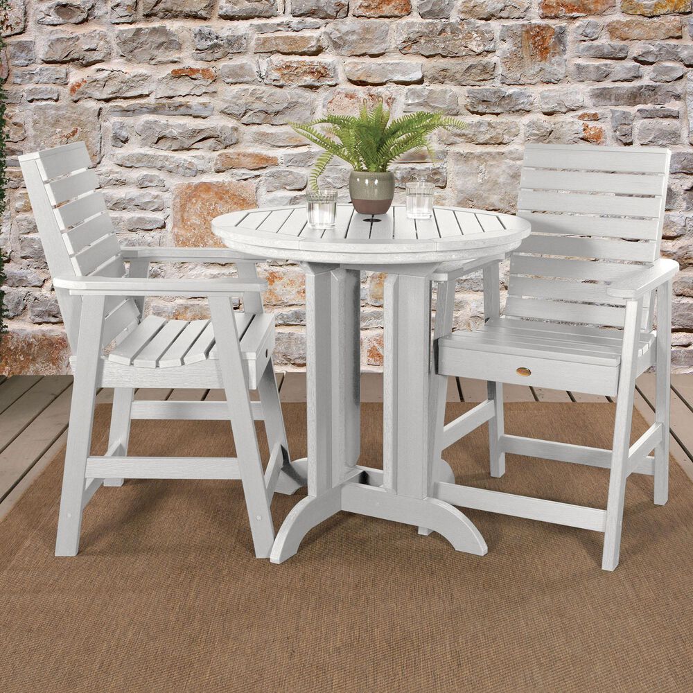 Highwood USA Weatherly 3Piece Round Patio Counter Height Dining Set in