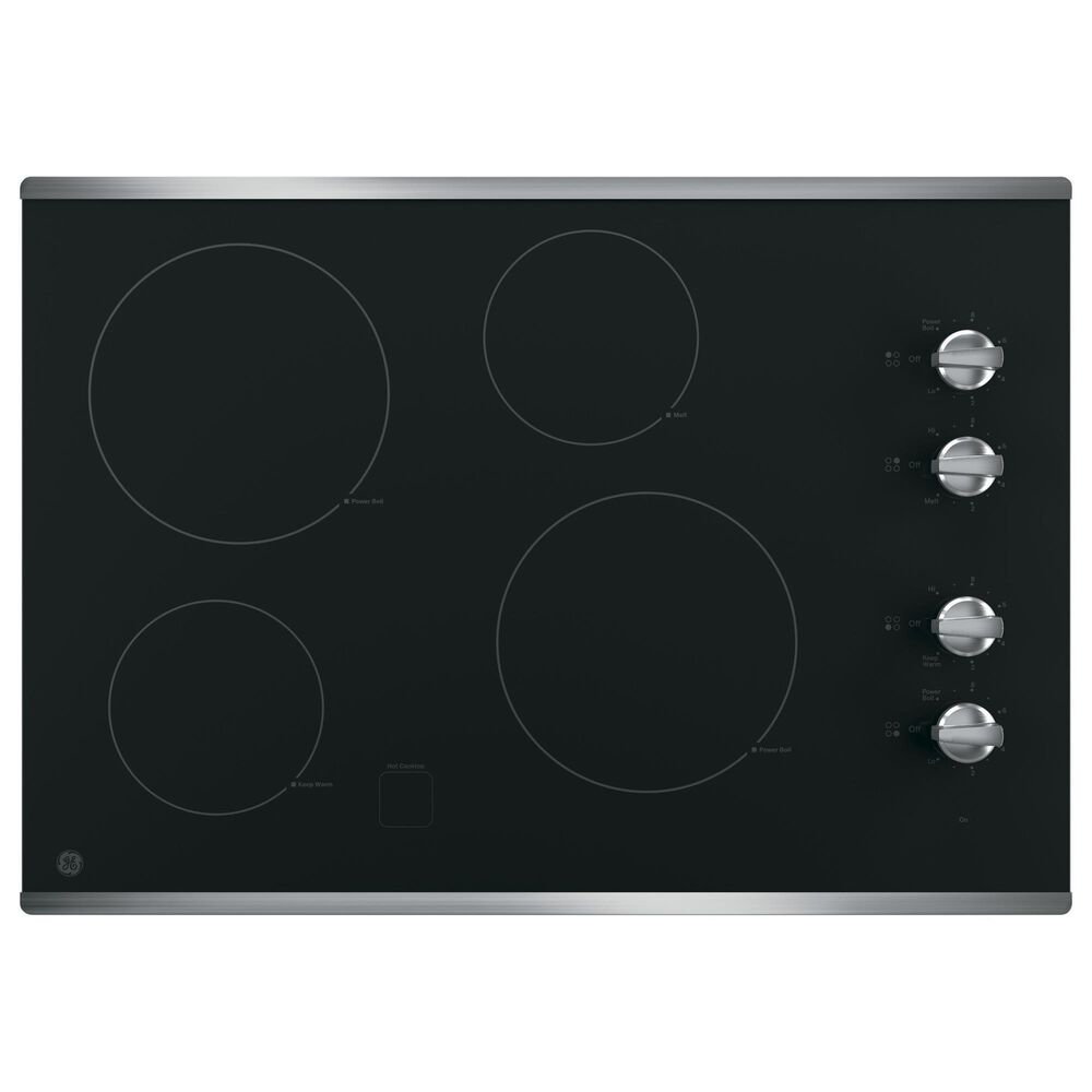 GE Appliances 30" Built-In Knob Control Electric Cooktop in Stainless Steel and Black, , large