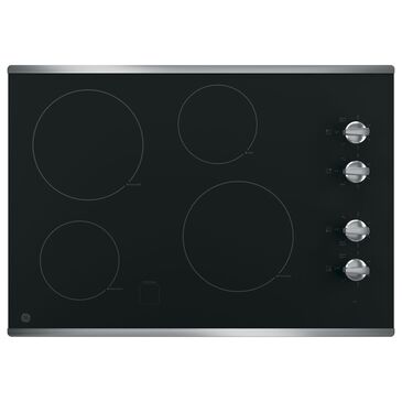 GE Appliances 30" Built-In Knob Control Electric Cooktop in Stainless Steel and Black, , large